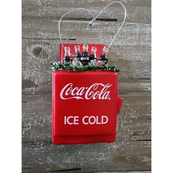 Coca-Cola Christmas Ornament Miniature Ice Cold Cooler With Soda Bottles Holiday - Picture 2 of 7
